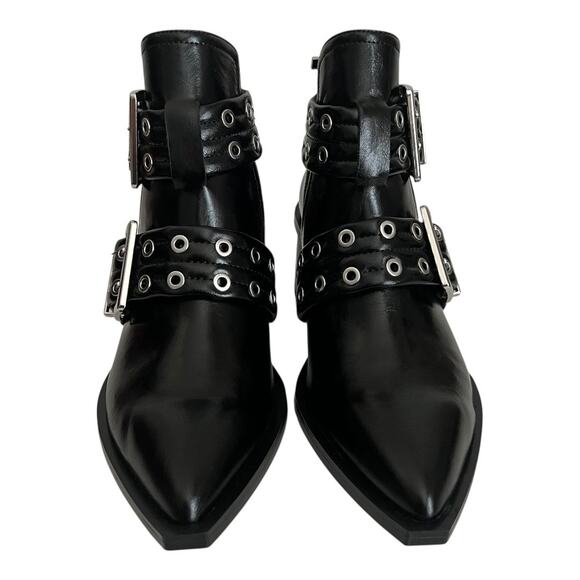 Steve Madden Grazia Black Leather Pointed Toe Moto Bootie Size 8.5 - Picture 3 of 11